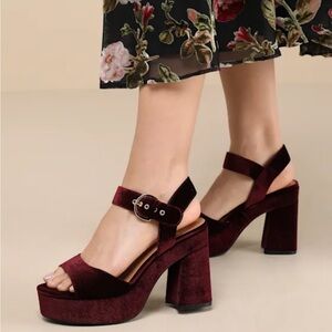 Dolce Vita Wayward Burgundy Velvet Platform High Heel Sandals